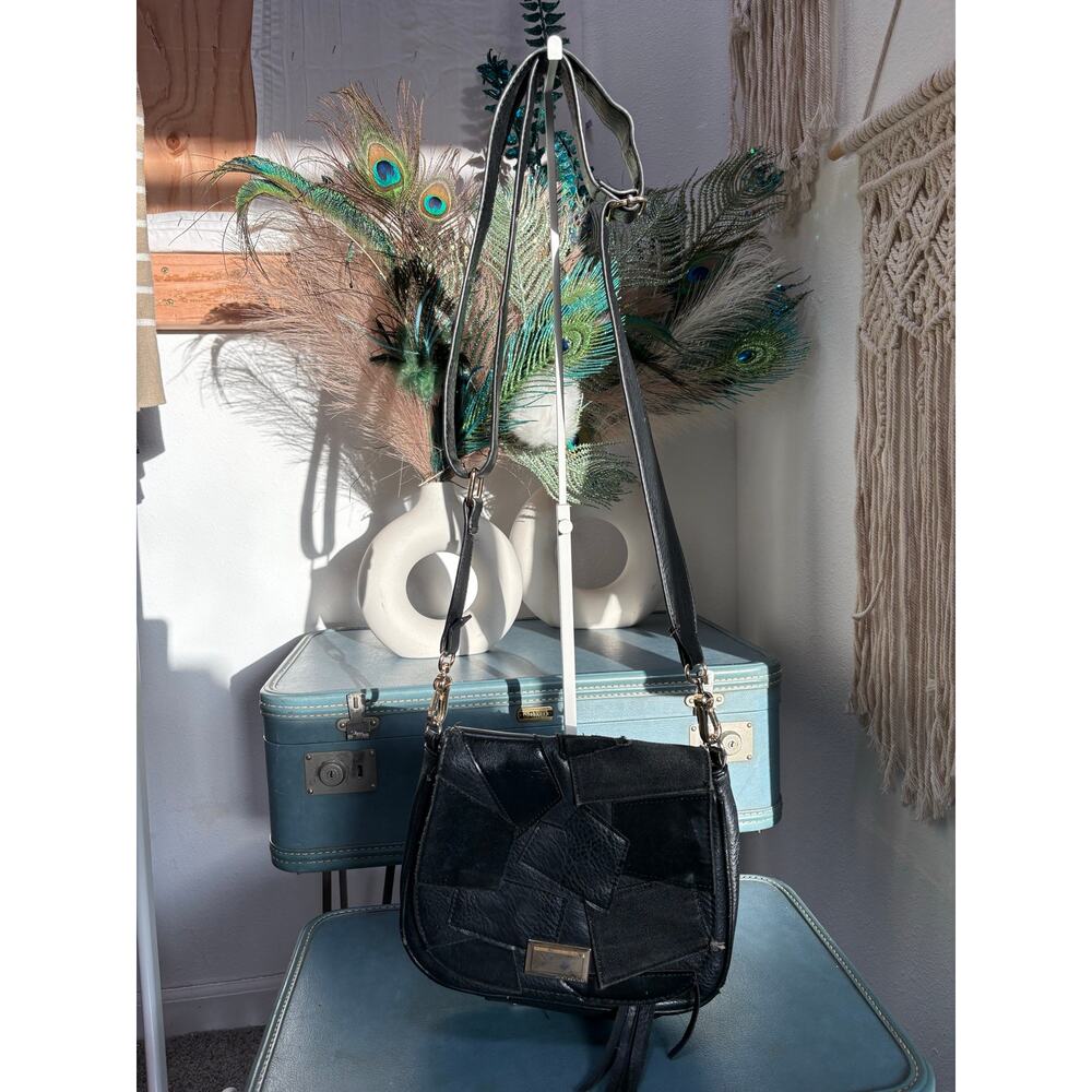 Vintage Juicy Couture Black Patchwork Crossbody Bag Boho Y2K